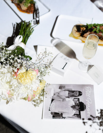 Elegant wedding reception details at Yandina Station, captured by a Sunshine Coast wedding photographer and videographer.